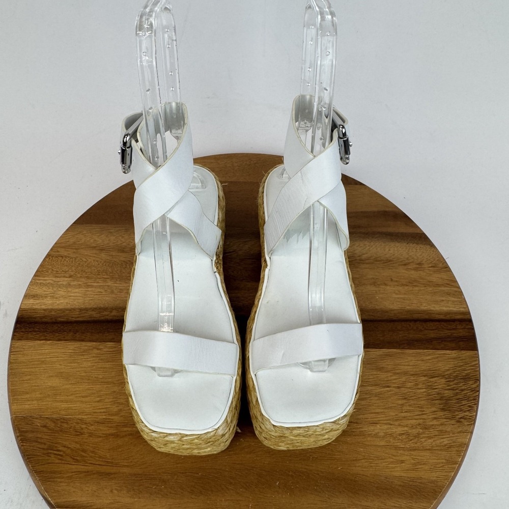 New Womens Pure Donna Karan Lolah White Platform Espadrille Sandal Size 8 M NWOB